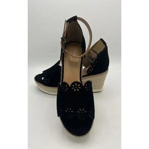 Crown Vintage Black Cow Suede Dunja Style Wedges Womens Sz 9.5M New Without‎ Box